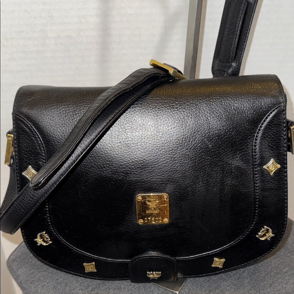 MCM Vintage Black Leather Crossbody Shoulder Bag - Picture 3 of 15